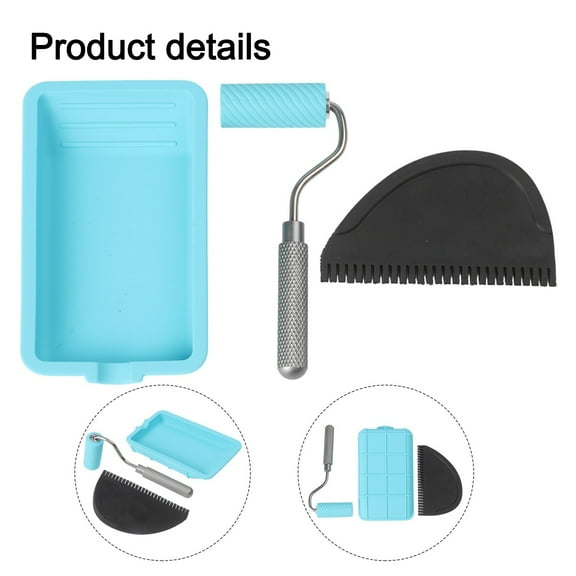 RANMEI 3Pc Paint Tool Tray Silicone Roller Brush Set Silicone Paint Tray Paintwork Tool