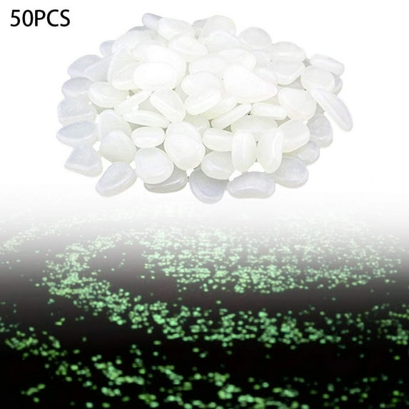 RANMEI 50PC Glow In The Dark Pebbles Luminous Stones Garden Walkaway Aquarium Fish Tank