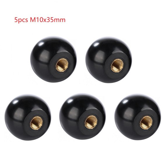 RANMEI 5Pcs Bakelite Round Ball Lever Knob For Machine Tool Replacement M5681012 Embedded Copper Nut For Easy Installation
