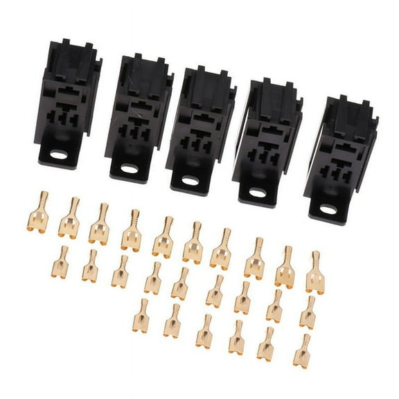 RANMEI 5Pcs Relay Sockets 12V/24V 5-Pin Car With 25Pcs Copper Terminals 35*35*35Mm Plastic And Metal Automotive Hot Sale