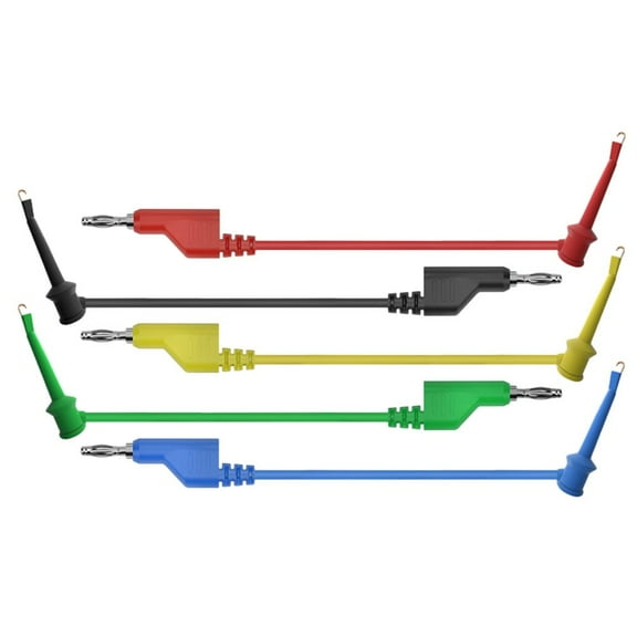 RANMEI 5Pcs Test Leads Copper/Pa/Pvc 4Mm Lantern Plug Welding Tools Banana Plug To Test Hook Clip Multimeter Leads Stackable Cable Wire