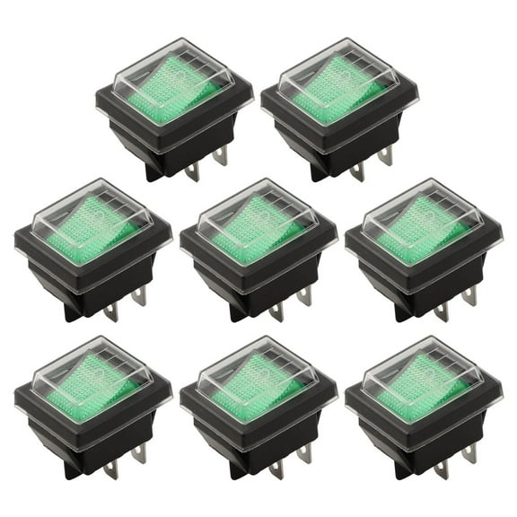 RANMEI 8Pcs Rocker Switches With Waterproof Cover And Green Light For Automation