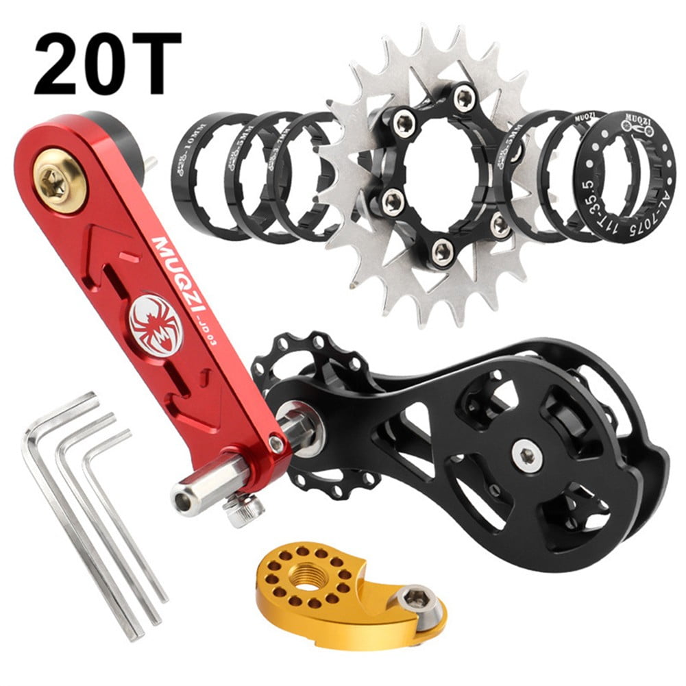 RANMEI Bike Chain Tensioner Single Speed Flywheel Chain Double Guide Kit 12T34T,Red