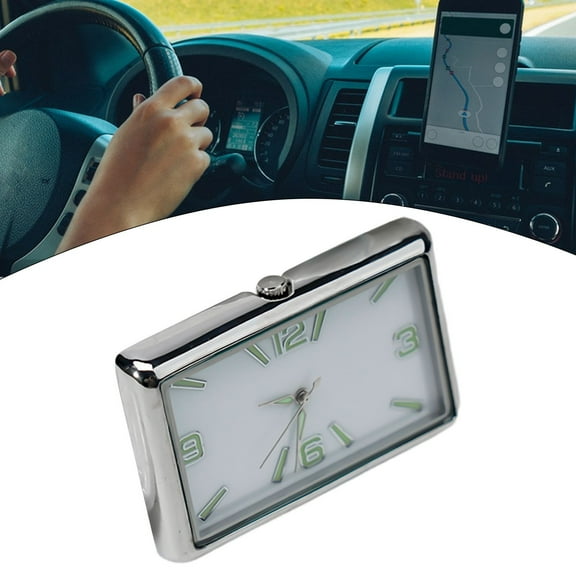 RANMEI Car Clock Luminous Car Clock Car Air Conditioner Air Outlet Square (Horizontal White Luminous Time) Wear Resistance, Non Fading,