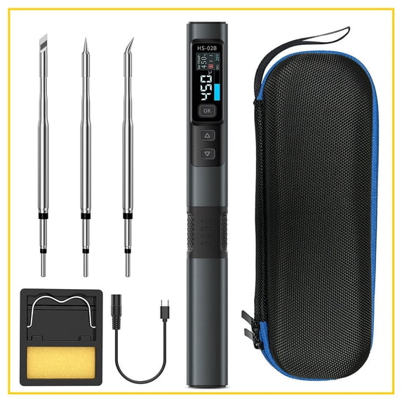 RANMEI For Fnirsi Hs-02B Smart Soldering Iron 100W 450° Adjustable Temperature Portable Digital Soldering Station Soldering