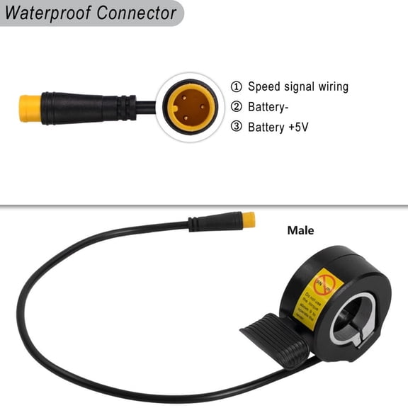 RANMEI Hot Sales Electric Bicycle Thumb Throttle Gas Pedal For Ebike 24V-72V Throttles 3 Pin Waterproof Speed Control Finger Parts