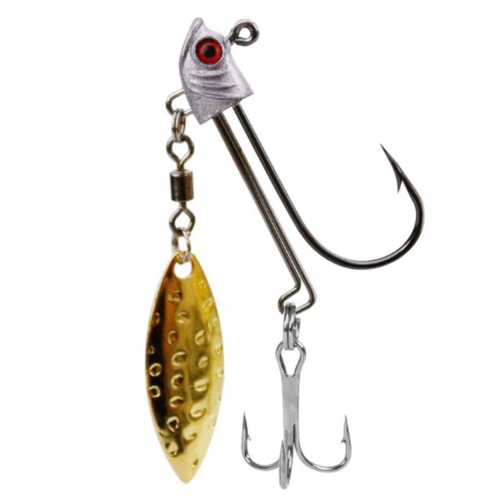RANMEI Lead head Jig Head Fishing Hook Lure Simulation Red Eye W/ Willow Leaf Sequin