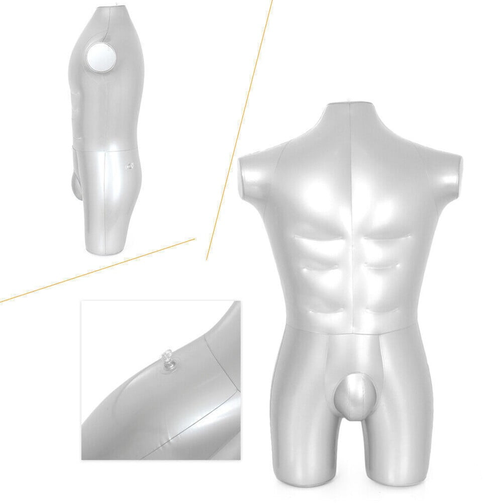RANMEI Men'S Full Body Inflatable Mannequin Silver Whole Body Inflatable Mannequin Dummy Torso Model Fashion Retaildisplay 84Cm Height