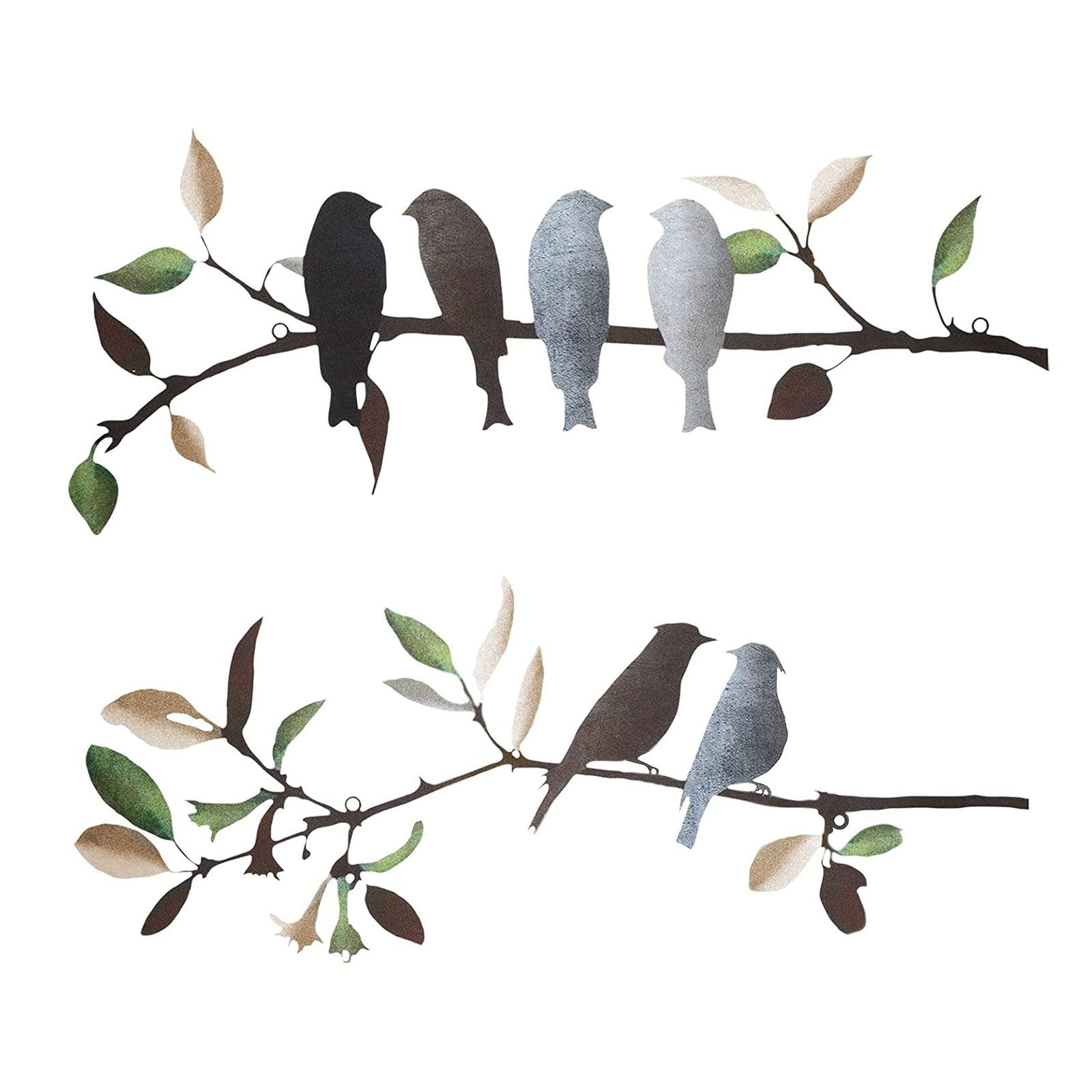 Rustic Iron Birds on Branch Wall Art Set