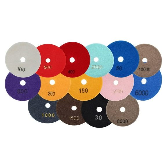 RANMEI Premium Wet/Dry Polishing Pads For Terrazzo And Engineered Stone 15 Pieces
