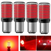 RANMEI Set Of 4 Red Led Bulbs 2057 2357 7528 Bay15D With Superior Heat Dissipation For Parking Brake And Reverse Light