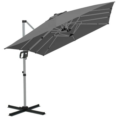 RANSENERS Double Sided Cantilever Patio Umbrella 13 * 8 ft Rectangle Offset Umbrella with 360° Rotation and UPF 50  for Garden Pool Coffeshop - Gray