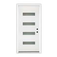thumbnail image 1 of RANSENERS Fiberglass Entry Door with Brickmould, 4-Lite Frosted Glass, Vinyl Frame, for Front Entrance, White, 1 of 6