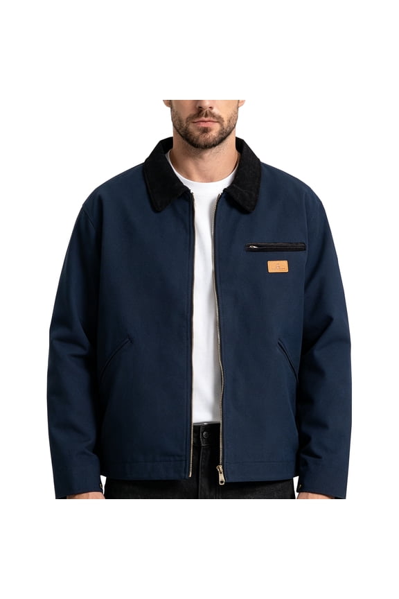 Mens Fashion Workwear Jacket Classic Vintage Varsity Bomber Letterman Coat Casual Wear Dark Blue XXXL