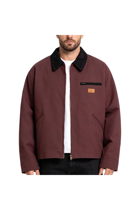 Mens Fashion Workwear Jacket Classic Vintage Varsity Bomber Letterman Coat Casual Wear Maroon XL