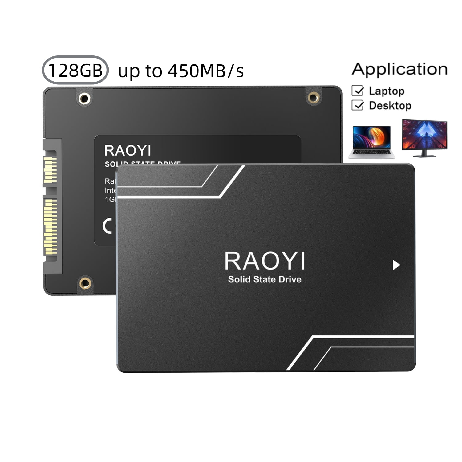 RAOYI 128GB SATA III SSD 2.5" Internal Hard Drives,Up to 450MB/s,with 3D NAND, for Laptop & Desktop PC Upgrade