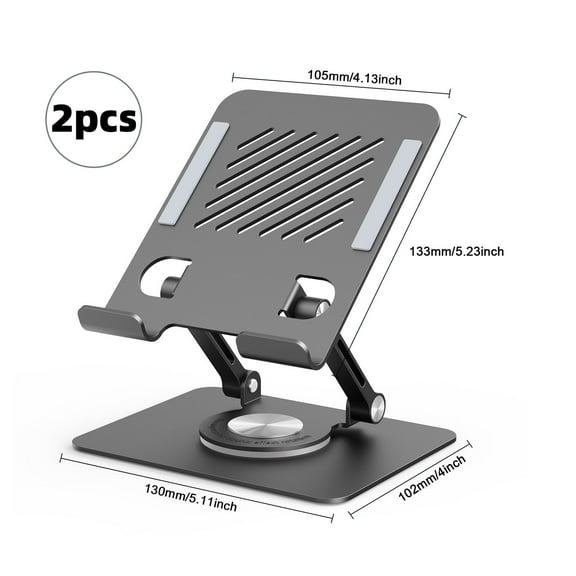 Phone Stand For Desk, RAOYI Adjustable & Foldable Tablet Stand for Desk, Compatible with Tablet/Pad/Phone and More, Black 2PCS