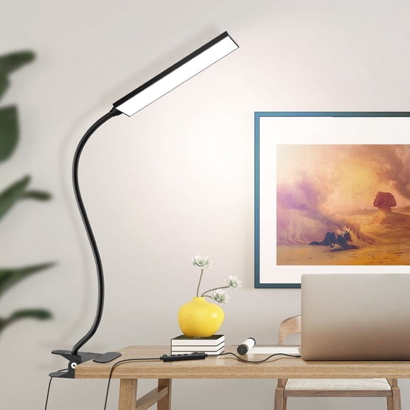RAOYI Clip Table Lamp LED Reading Light 3 Modes Dimmable USB Lamp Adjustable Flexible Table Light for Desk, Bed Headboard & Computer,Black
