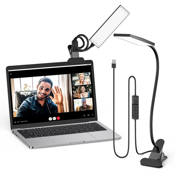 Selfie Light,RAOYI Clip on Lamp LED 3 Color Modes Eye-Friendly Light with USB Port 360°Flexible Adjustable Neck,Black