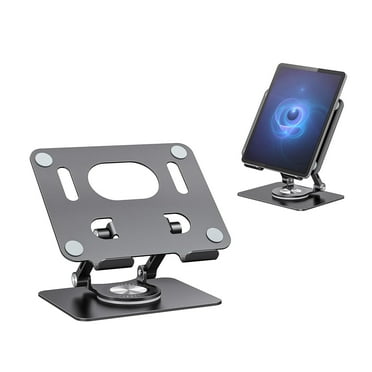 RAOYI Foldable Portable Tablet Stand with 360° Rotating Base Adjustable Liftable Aluminum Alloy iPad Stand Compatible with iPad Pro/Air/Mini and More,Black