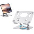 thumbnail image 1 of RAOYI Foldable Portable Tablet Stand with 360° Rotating Base Adjustable Liftable Aluminum Alloy iPad Stand Compatible with iPad Pro/Air/Mini and More,Silver, 1 of 7
