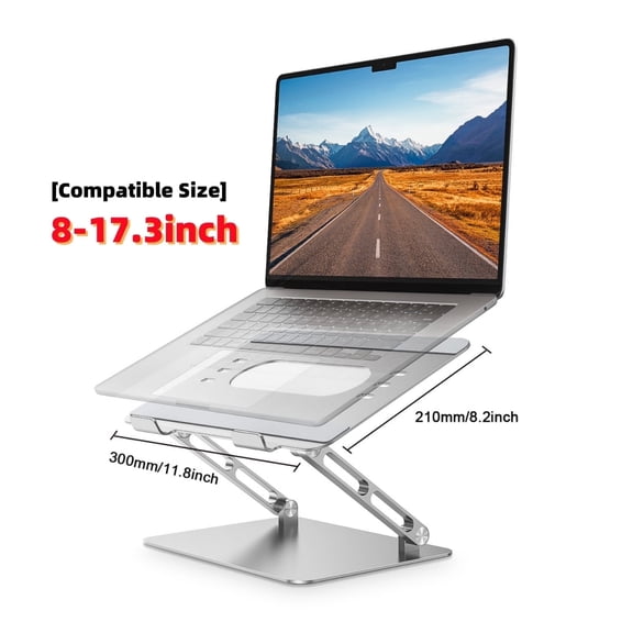 RAOYI Laptop Stand for Desk, Portable and Foldable Adjustable Riser for HP/Mac/Dell/Samsung/Lenovo, Fits all Laptops and Notebooks up to 16 inch, Silver