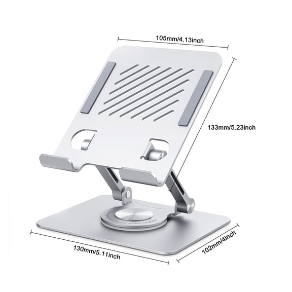 Phone Stand For Desk, RAOYI Adjustable & Foldable Tablet Stand for Desk, Compatible with Tablet/Pad/Phone and More, Silver