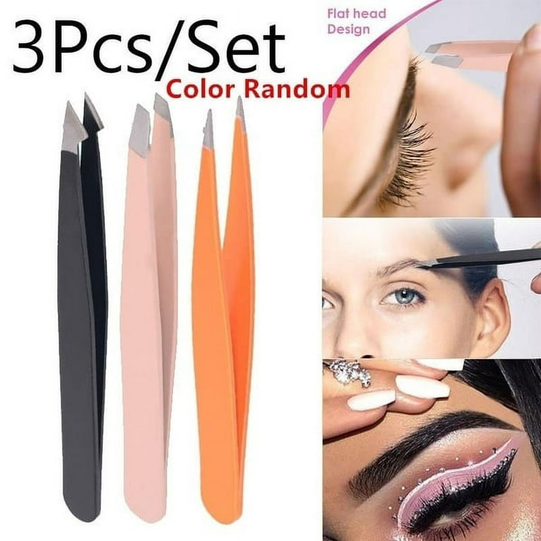 Raox 3pcs Point Slant Knife Tip Eyebrow Removal Tweezers Eyelashes Extension Tools, As The Pictures