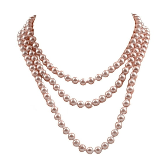 Windcarnival Faux Pearl Necklace Charming Sleek Glass Cluster Long Simulated Pearl Necklace for Anniversary