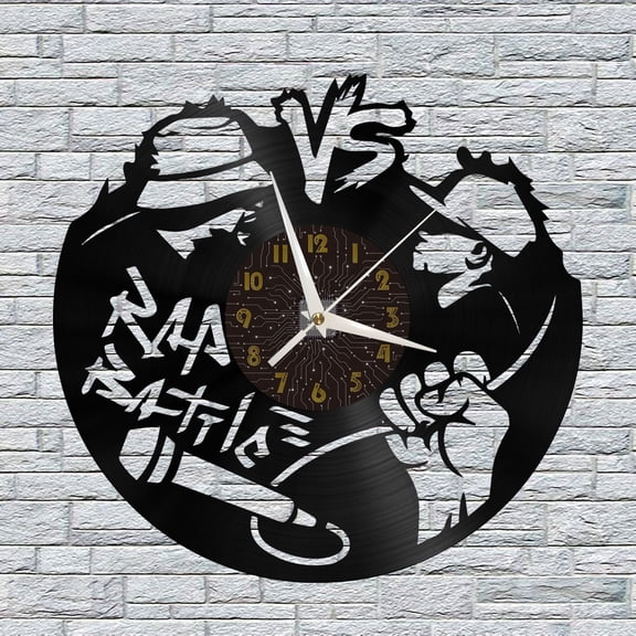 RAP Battle VS Theme Vinyl Wall Clock, Vinyl Record Clock Wall Art Silent & Non-ticking(12 inchs C)