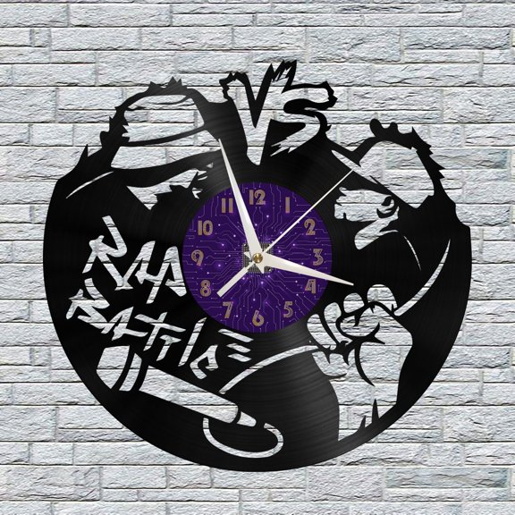 RAP Battle VS Theme Vinyl Wall Clock, Vinyl Record Clock Wall Art Silent & Non-ticking(12 inchs P)