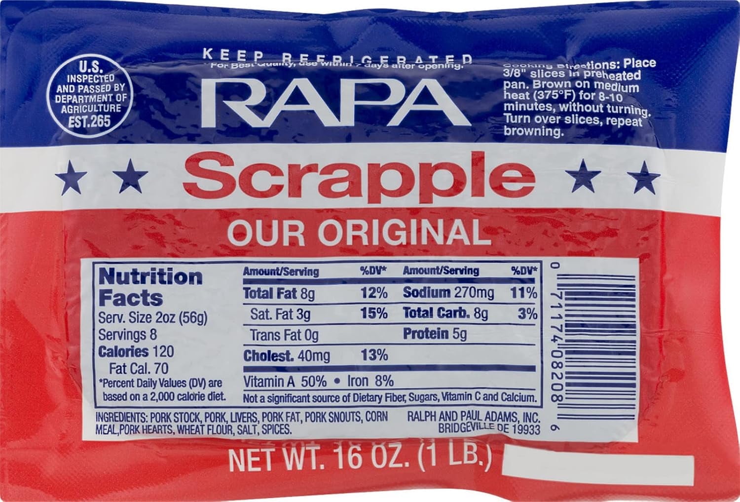 RAPA Original Scrapple 16 oz – Pack of 4