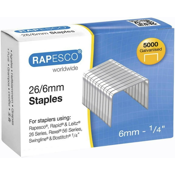 RAPESCO - 26/6mm Galvanised Metal Staples - Pack of 5000