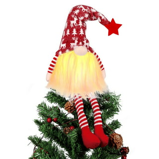 Ceramic Christmas Tree - Gnome Tabletop Christmas Tree,Small Porcelain Xmas  Tree Multi-Color Light Up with Star for Xmas Holiday D 