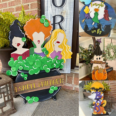 RAPHARY Trick or Treat Wooden Door Hanging Sign for Decorations Sign Indoor Outdoor Decor Harvest Fall Thanksgiving Hanging Wall Door Decorations