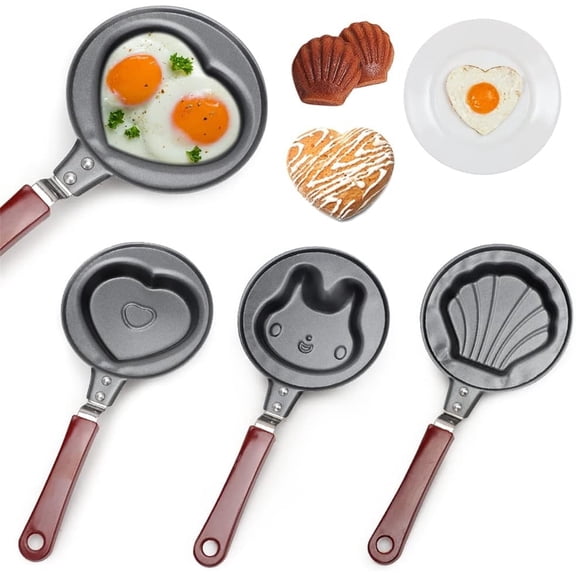 RAPOBRIX 3 Mini Frying Pans, 12 cm Diameter Small Nonstick Egg Frying Pan with Hand, Pancake Pan Induction, Non-Stick Coated Pan Great for Kitche...