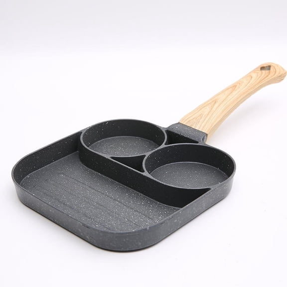 RAPOBRIX 3-in-1 Maifan Stone Non-Stick Fry Nonstick Pan - Perfect for Eggs, Burgers & More! (Black, 18cm)