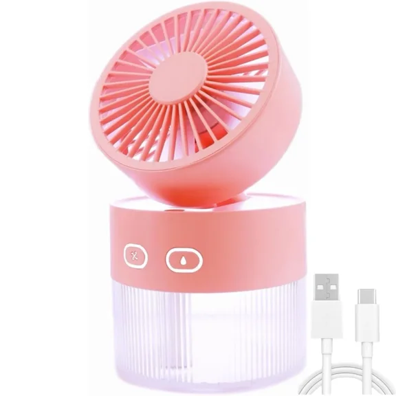 RAPOBRIX 3-in-1 Personal Cooling Fan Humidifier with LED Night Light - Portable USB Rechargeable