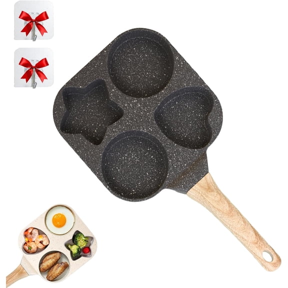 RAPOBRIX 4-Cup Nonstick Egg Frying Pan Shapes, Non-stick Egg Frying Pan - Eggs, Pancakes, Breakfast Cooking, Multi-Purpose Divided Frying Egg Pots...