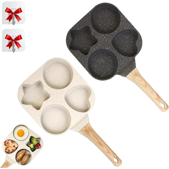 RAPOBRIX 4-Cup Nonstick Egg Frying Pan Shapes, Non-stick Egg Frying Pan - Eggs, Pancakes, Breakfast Cooking, Multi-Purpose Divided Frying Egg Pots...