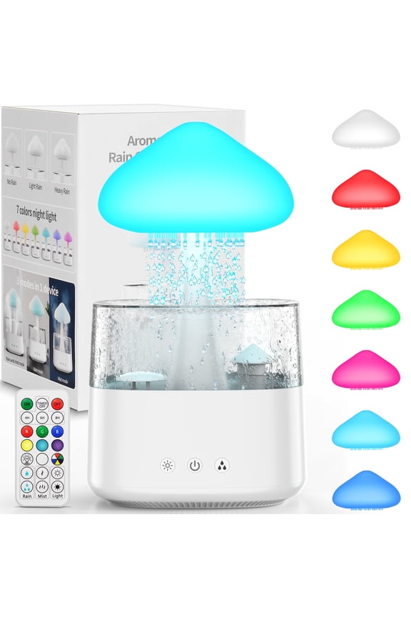 450ml Rain Cloud Humidifier with Remote - Water Drip Mushroom Design