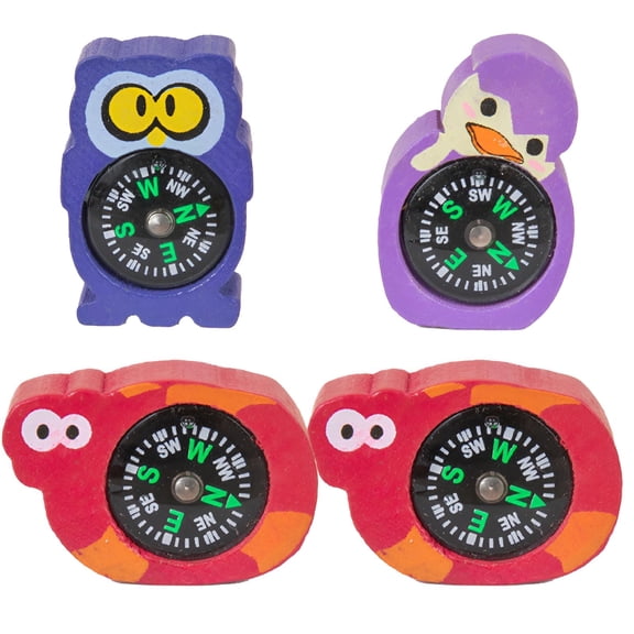 RAPOBRIX 4Pcs Compass Hiking Survival,Comfortable Grip Compass for Kids,Boost Curiosity Military Gear
