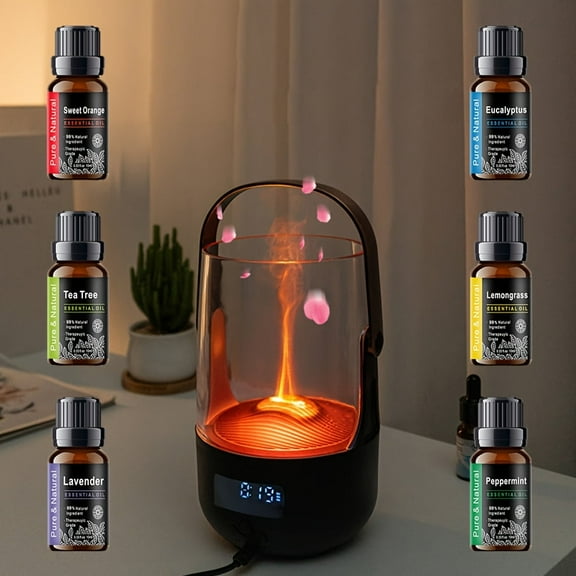 RAPOBRIX 6.76oz Electric Fireplace Humidifier - Aromatherapy Diffuser with Simulated Flame