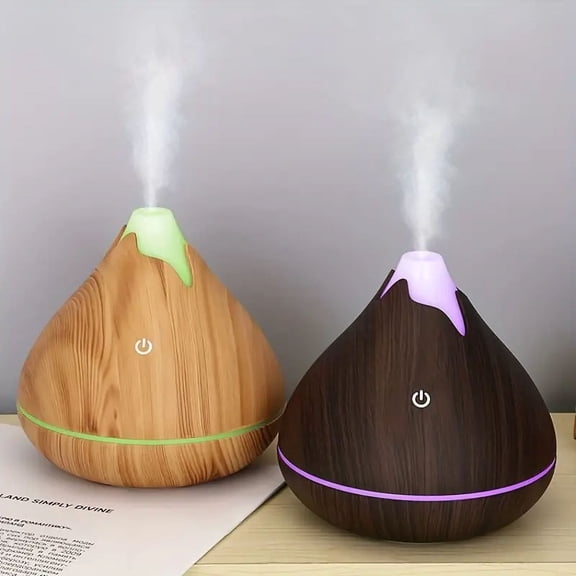 RAPOBRIX Portable Essential Oil Diffuser Humidifier - 350ml Cool Mist for Home/Bedroom (Deep Wood Grain)