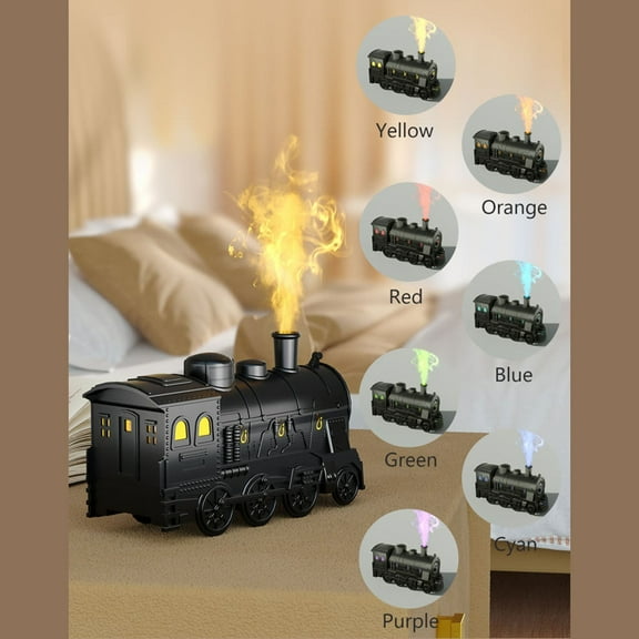 RAPOBRIX Small Train Cool Mist Humidifier for Bedroom - Aromatherapy Container Essential Oil Colorful Lamp Atomization
