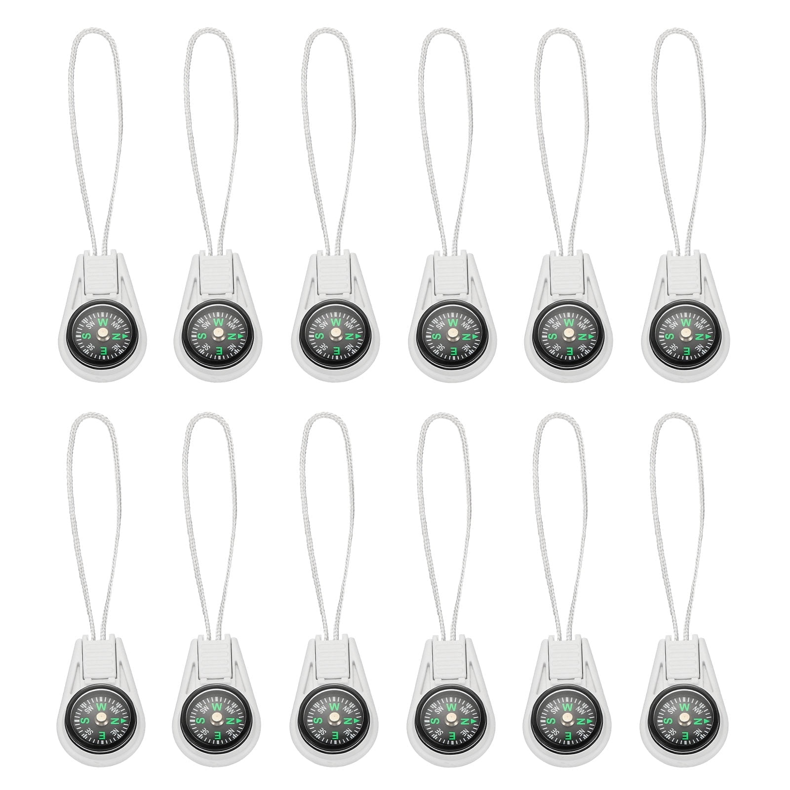 RAPOBRIX Survival Compass, 50 Pack Pocket Camping Compass with String for Outdoor Hiking, White