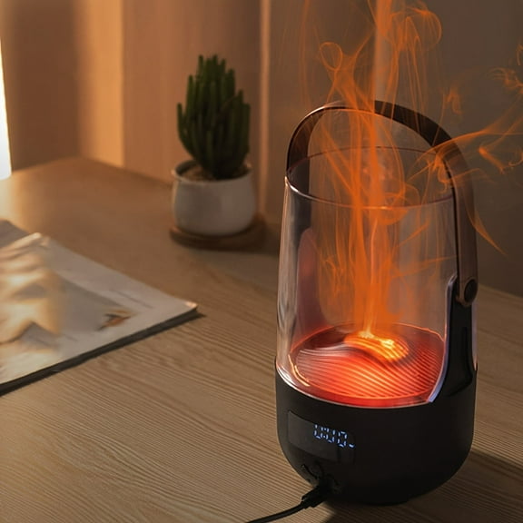 RAPOBRIX USB Fireplace Aroma Diffuser Humidifier - 6.76oz Soundwave Essential Oil Mist with Timer & Auto-Off for Home/Office