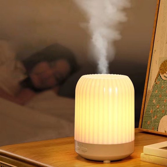 RAPOBRIX Warm Mist Desk Humidifier & Essential Oil Diffuser - 250ml Quiet <35dB with Night Light for Bedroom/Home (White Plastic)