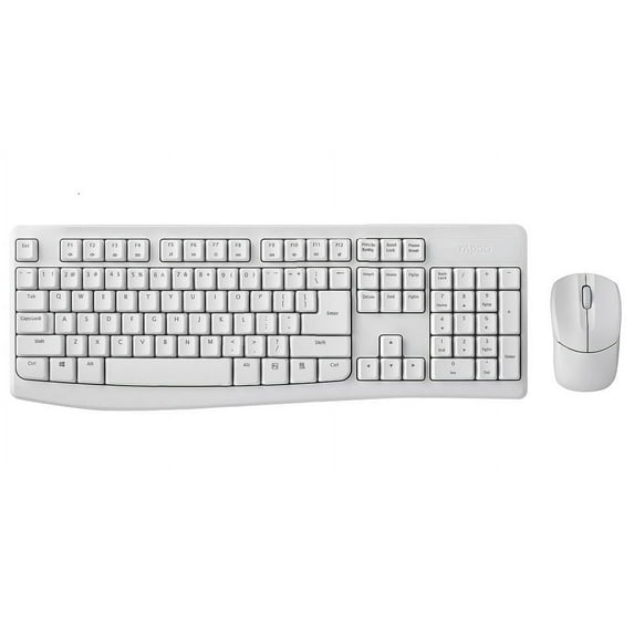RAPOO X1800Pro Wireless Mouse & Keyboard Combo - 2.4G, 10M Range, Optical, Long Battery, Spill-Resistant Design,1000 DPI, Nano Receiver, Entry White