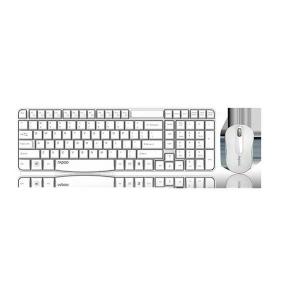 RAPOO X1800S 2.4GHz Wireless Optical Keyboard Mouse Combo Black - 1000DPI Nano Receiver 12m Battery White